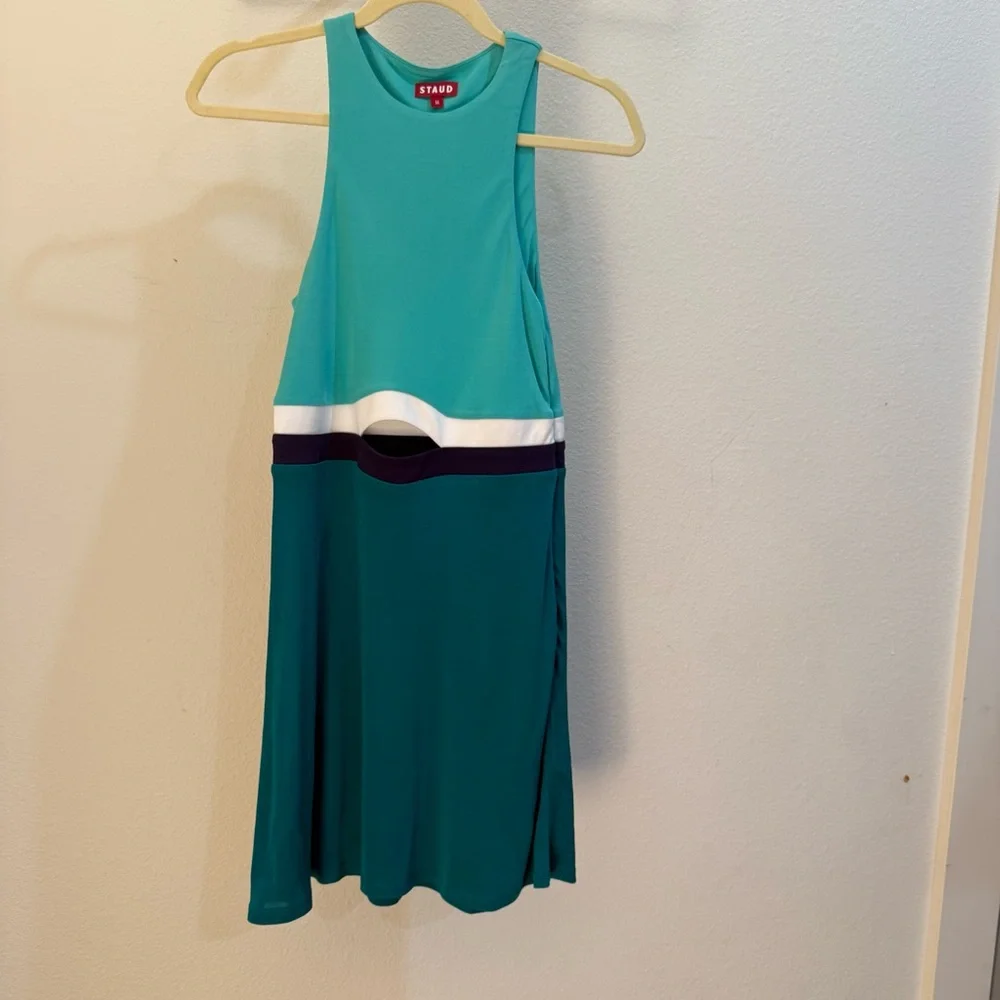 STAUD Blue Sleeveless Maxi Dress Women’s Mesh Lined 100%‎ Viscose Long A-Line